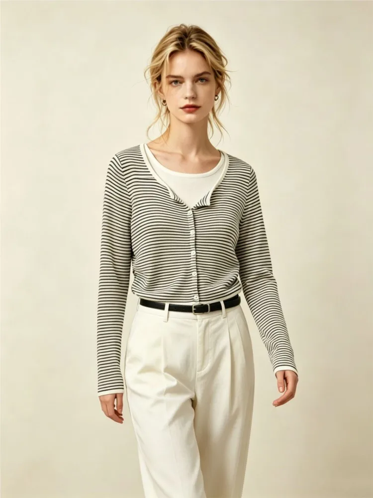 MsChuh Autumn Women's Clothing Solid Color Sweater Cardigans All-match Outerwears Simple Style Comfortable Casual Temperament