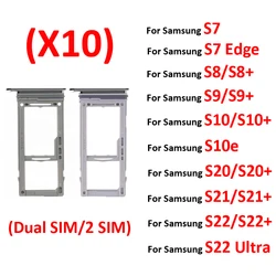 10Pcs For Samsung Galaxy S7 Edge S8 S9 S10 Plus Phone New SIM Chip Card Tray Slot Holder Adapter Dual SIM Pocket For S20 S21 S22