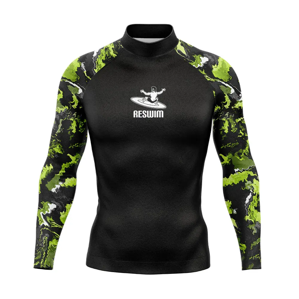 

2024 Men's Surf Beach Swimming T-shirts Swimsuit Rash Guard Long Sleeve Surfing Tight Shirt UV Protection Swimwear GYM Rashguard