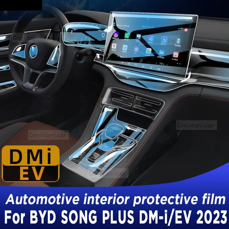 

For BYD SONG Plus DM-i/EV 2023 Gearbox Panel Navigation Screen Automotive Interior TPU Protective Film Cover Anti-Scratch