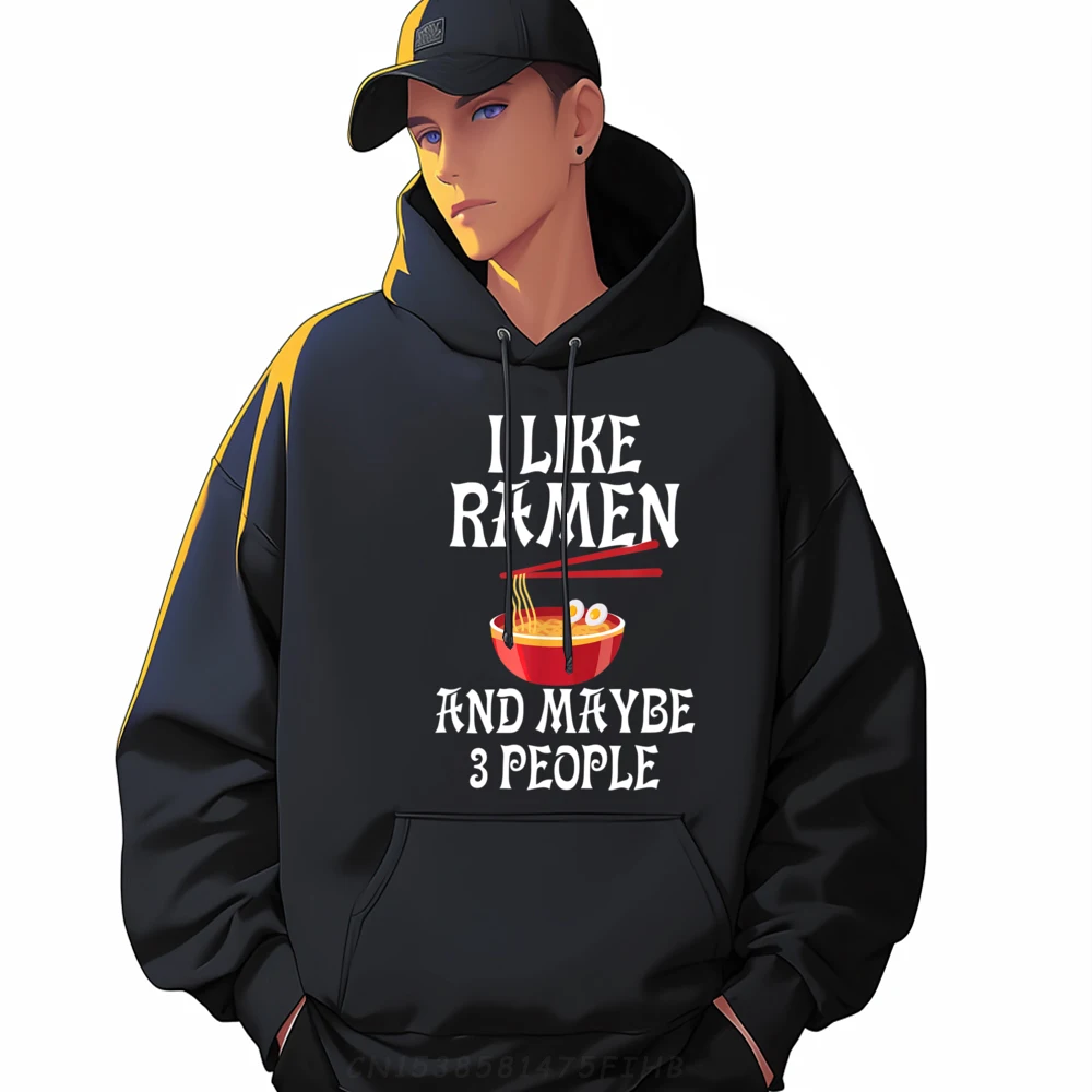 

I Like Ramen And Maybe 3 People Japanese Noodles Green And White Graphic Hoodies Adult Fall Camisetas De Hombre