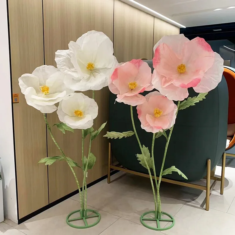 180cm Wedding Decor Props Artificial Flowers Poppy Wedding Road Guide Flower Window Display Garden Decoration Home Decor Mariage