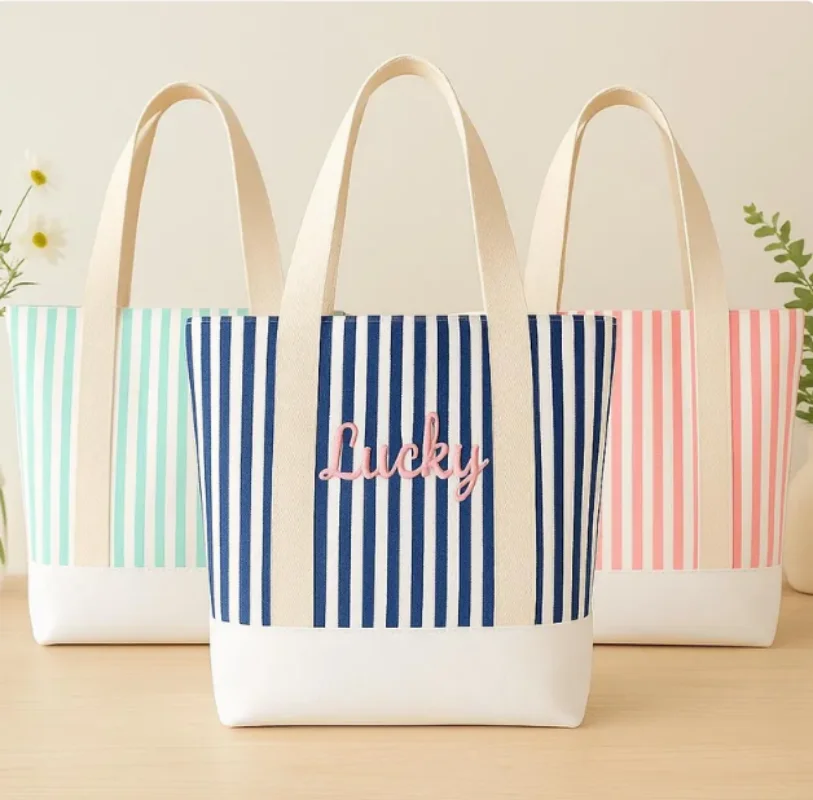 

Personalized Embroidered Tote Bag with Name – Custom Canvas Bridesmaid Gift Bag, Bachelorette Party Favor, Wedding Tote