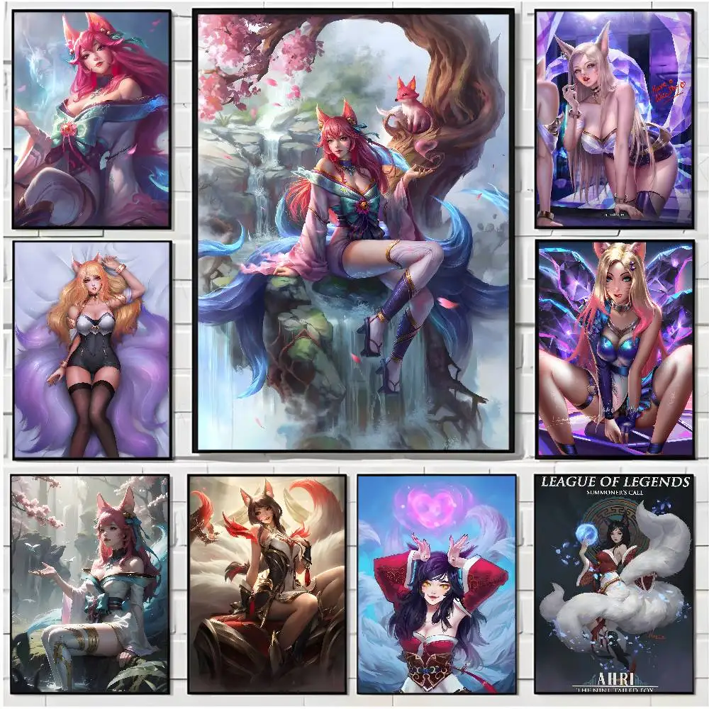 LOL Ahri the Nine Tailed Fox постер HD арт липкая стена водонепроницаемый дом гостиная бар офис эстетическое украшение