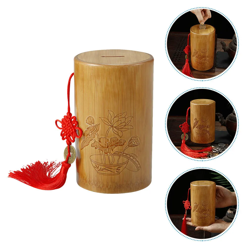 

Bamboo Coin Bank with Smooth Finish No Burr Safe for Kids Ideal Money Management Gift Home Living Room Decor