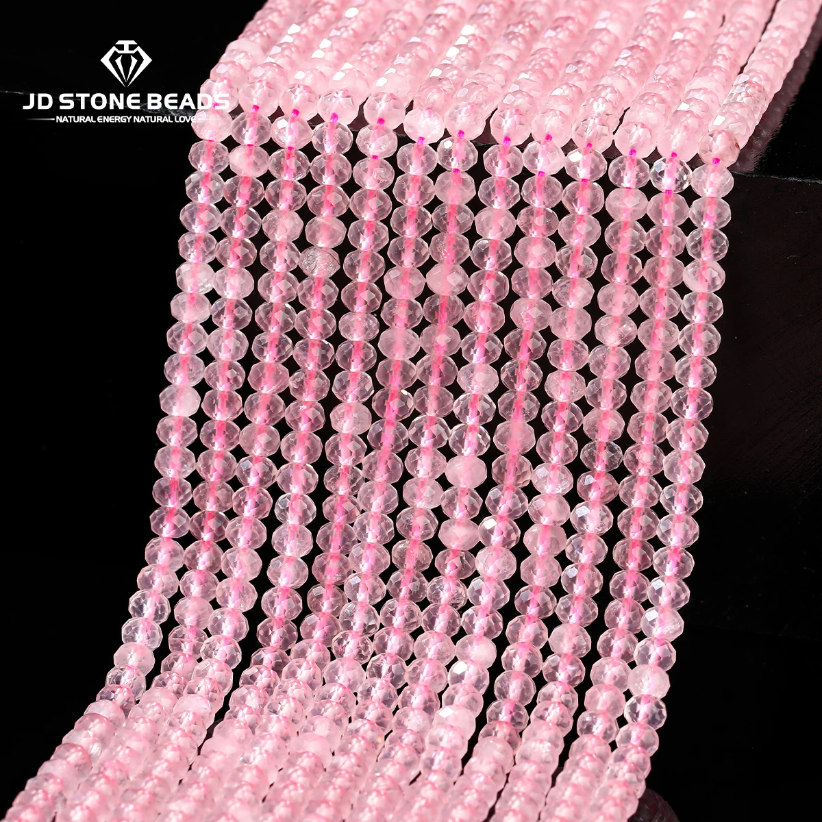 

3x4mm Natural Stone Pink Quartz Faceted Abacus Shape Bead Loose Spacer Gemstone Bead for Jewerly Making DIY Neckalce Bracelet