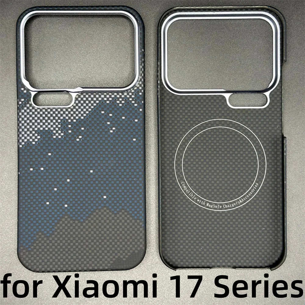 

Кевларовый чехол для Xiaomi 17 Pro Max 17 Pro, арамидное волокно, магнитная зарядка, ультратонкий минималистичный стиль, чехол из углеродного волокна