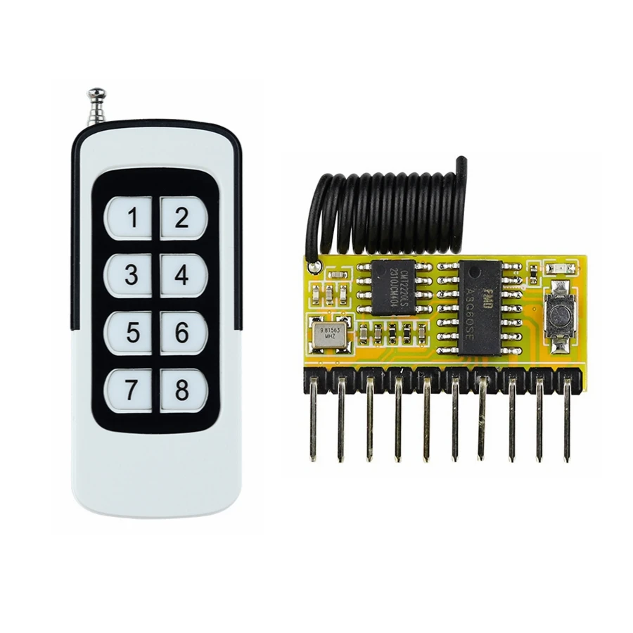 433MHz DC3V~5V 8CH Multi-Functional Decoding Receiver Module for RF Control in Security Monitoring & Ambient Light Switching