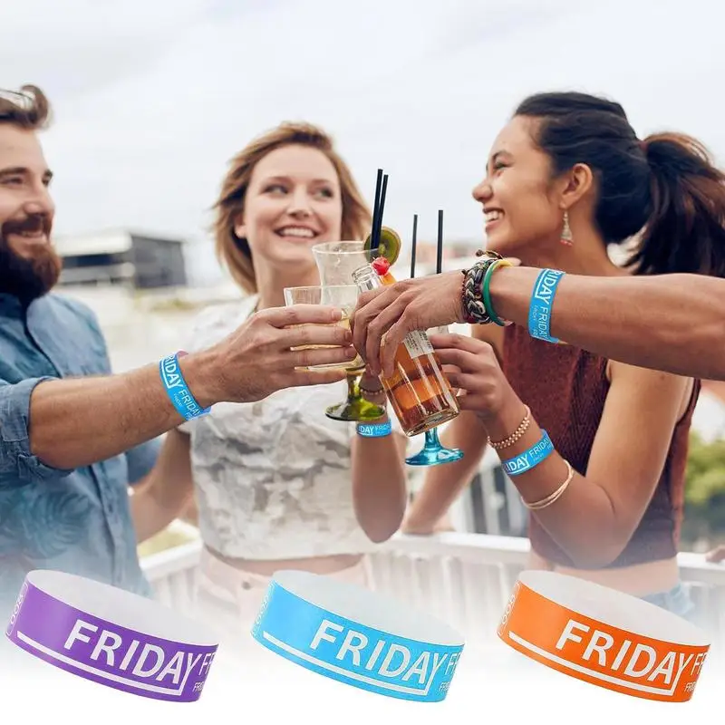 200 Pieces Waterproof Friday Paper Wristbands For Events Wrist Bands Wristbands For Events Concert Identification