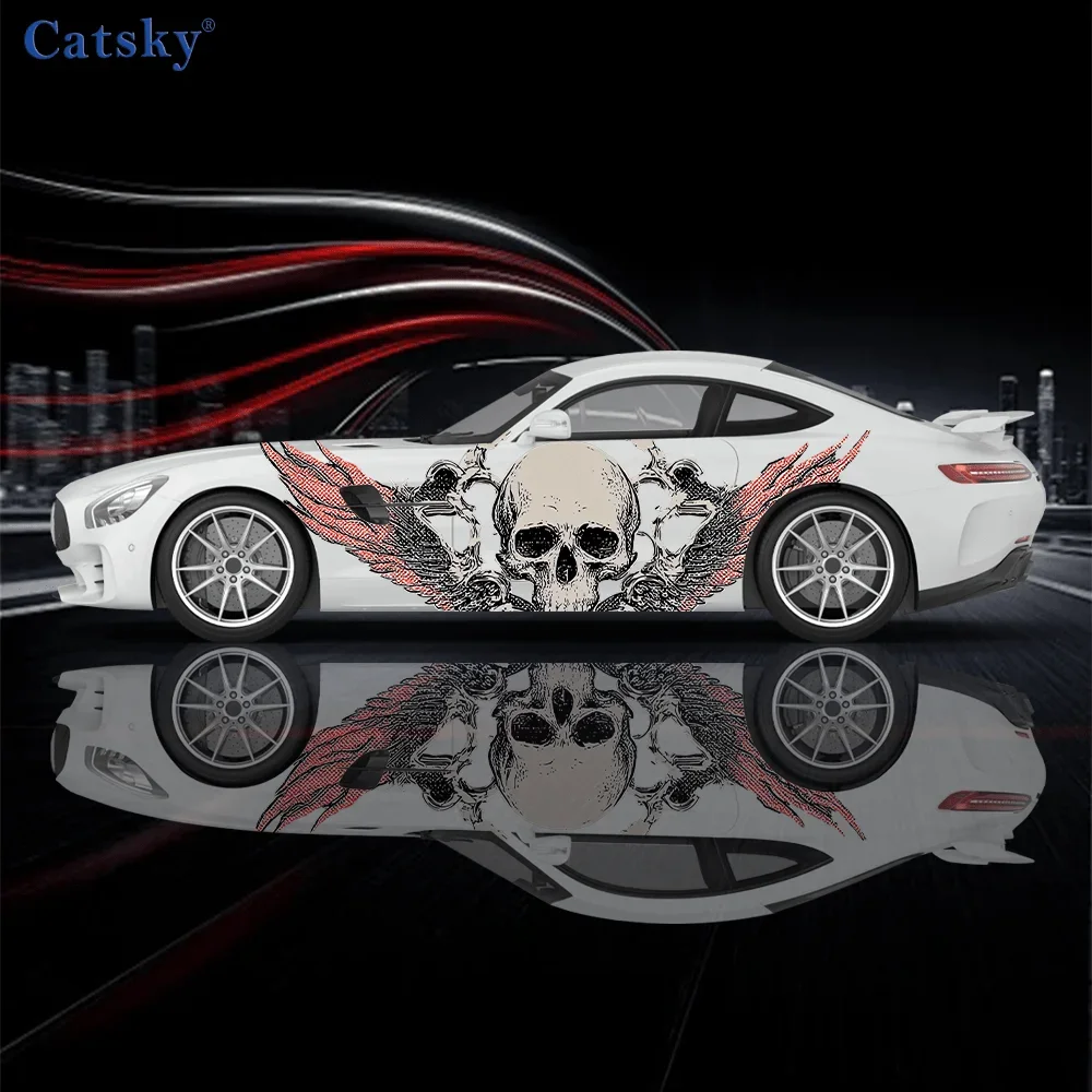 

Winged Skull Chain Cool Car Vinyl Wraps Decal Self-adhesive PVC Sticker Suitable for Trucks SUV Decoration Auto Accessories Gift