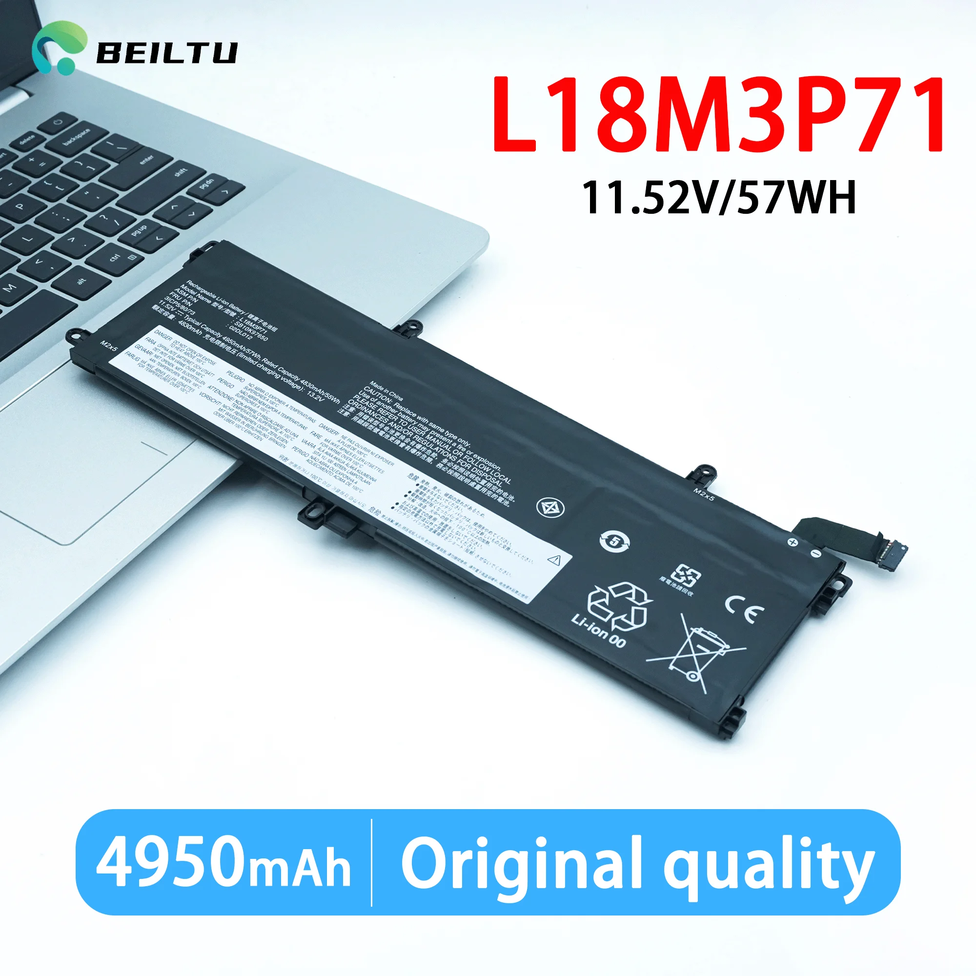 L18M3P71 SB10K97649 57WH Laptop Battery for Lenovo ThinkPad T590 P53S ThinkPad T15 P15s 1st Gen Series  L18L3P71 L18S3P71
