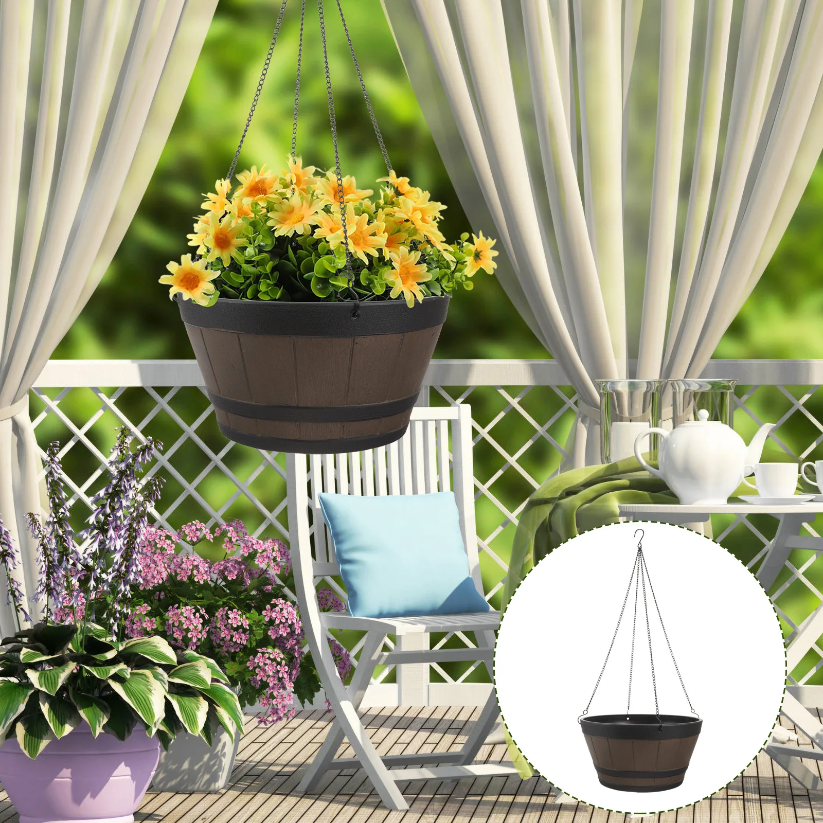 

Hanging Baskets Flower Pot Planters Indoor Pots Succulent Plants Garden Basket.