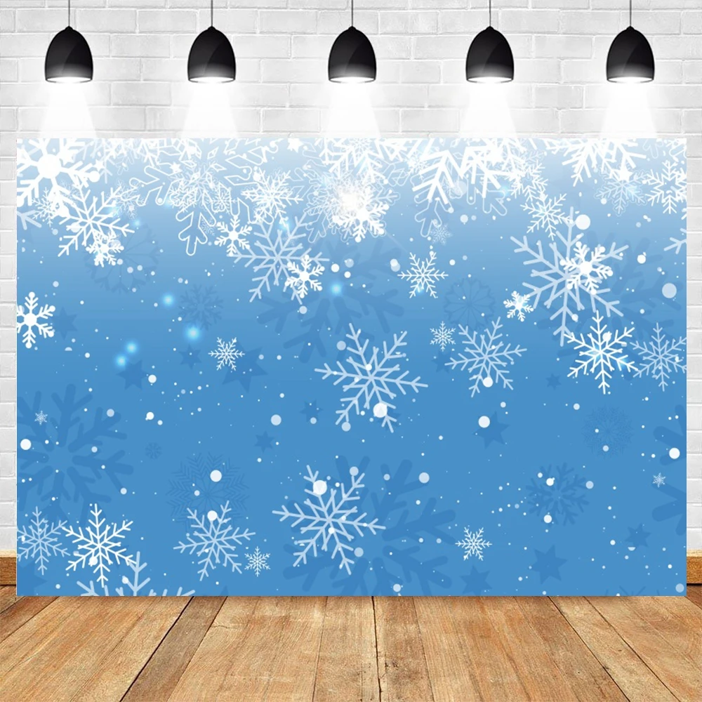 Winter Snowflake Portrait Backdrop Photography Blue and White Christmas Home Decoration Background Photozone Photo Studio Props