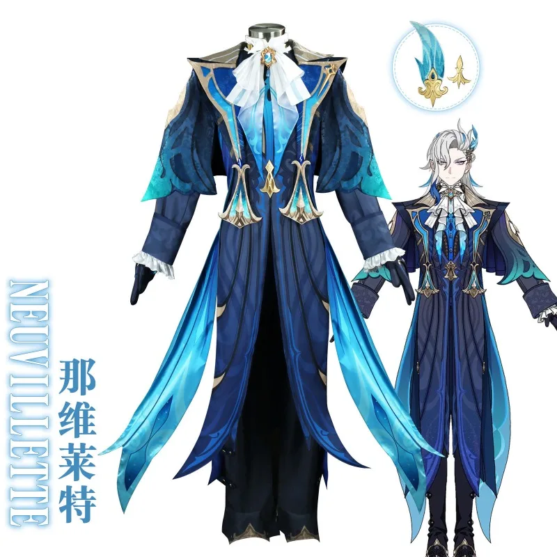 

New Neuvillett Cosplay Genshin Impact Costume Fontaine Chief Justice Ordainer of Inexorable Judgment Uniform Halloween Outfit