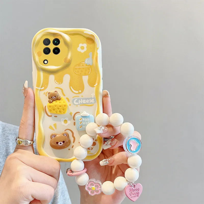 Curly Wave Edge Cream Rabbit Phone Case For Huawei P40 Lite Y9 Prime 2019 Nova 10 11 Ultra 8 9 5T 6 SE 7i Pro Y70 Plus Cover