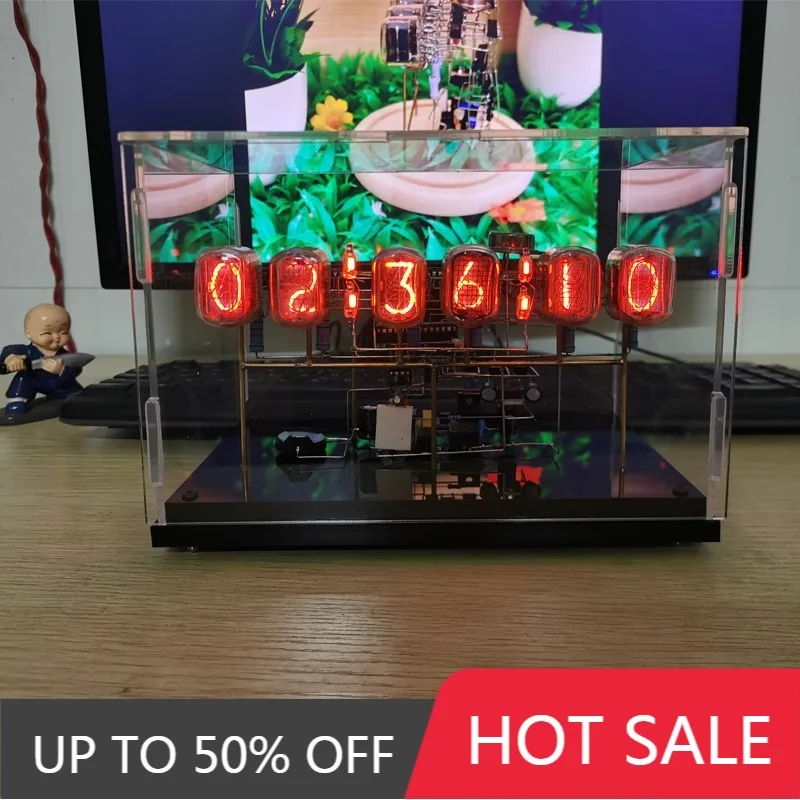 DIY Nixie Tube Clock Material Kit Vintage Digital Table Glow Tube Clock Unique Creative Watch Home Desktop Clock Ornaments
