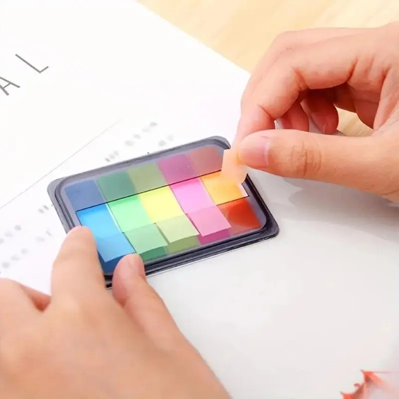 100 Sheets Of Waterproof Colored Transparent Sticky Notes , Mini Self-Adhesive Pads For Planner Home & Office School view 2