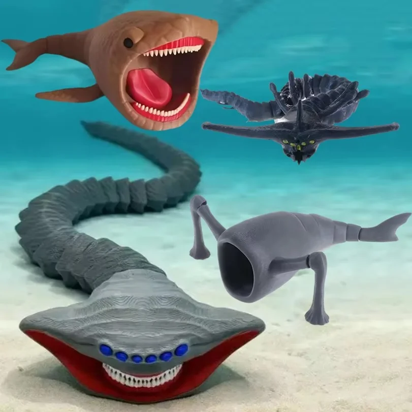 3D Printing Sea Eater Bloop Gran Maja Action Figure Model Toy Doll Christmas Gift Joint-movable Deep Sea Monster Figurines