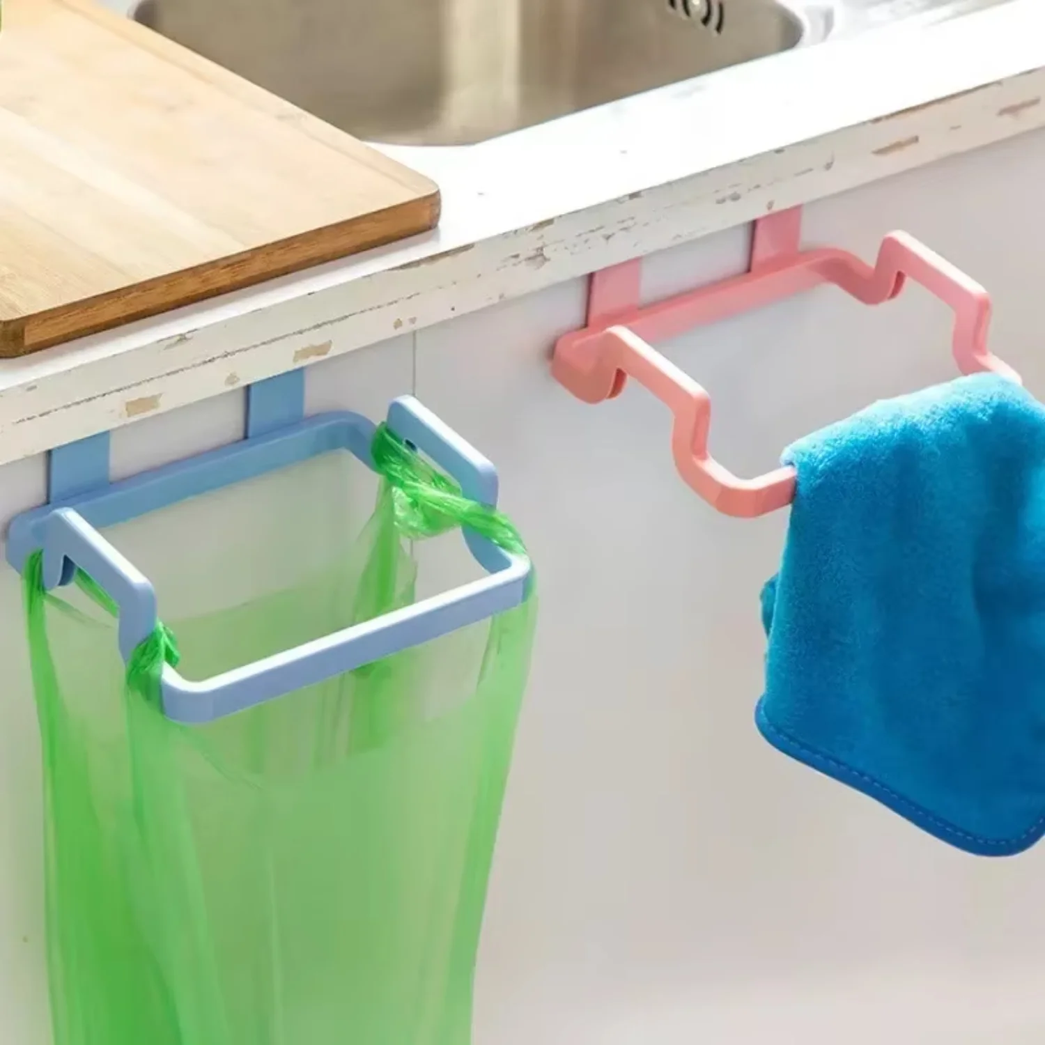 Creative Kitchen Shelf Hanging Trash Bag Stand, Household Cabinet Door Rag Hanger, Simple Kitchen Accessories