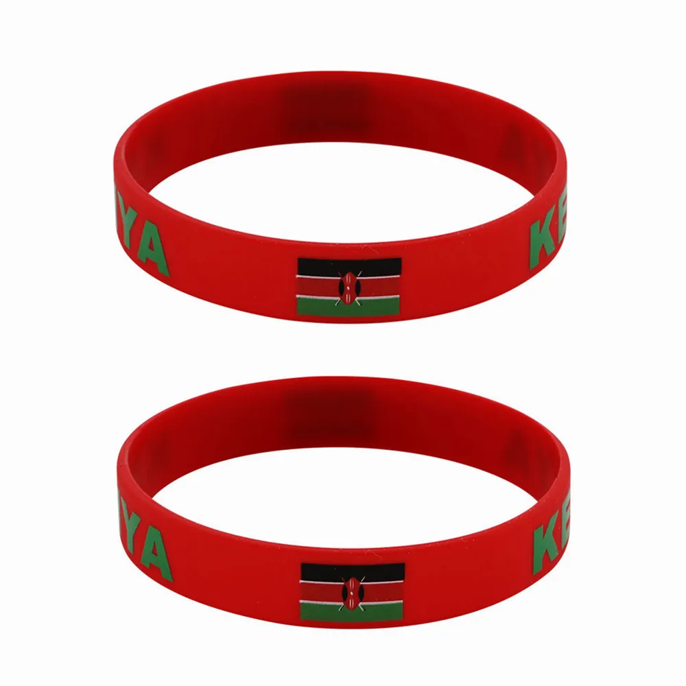 2pcs Kenya Silicone Bracelets Sports Game Wristbands National Flags Wrist Strap for Men Women Rubber Band Fashion Accessories