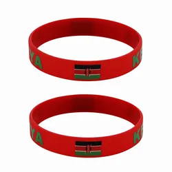 2pcs Kenya Silicone Bracelets Sports Game Wristbands National Flags Wrist Strap for Men Women Rubber Band Fashion Accessories