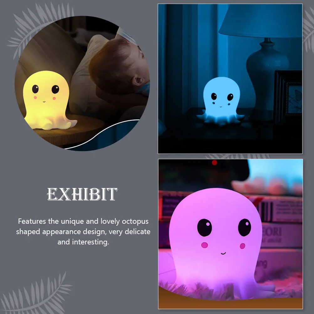 

Silicone Lamp Cute Night USB Adorable Octopus Light Sleep Small Lovely Modeling Abs Bedside