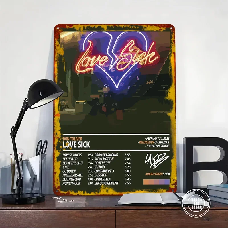 Don Toliver - Love Sick Album Art Printed Poster Customized Wall Art Retro Vintage Metal Tin Signs for Luxury Home Decor Items