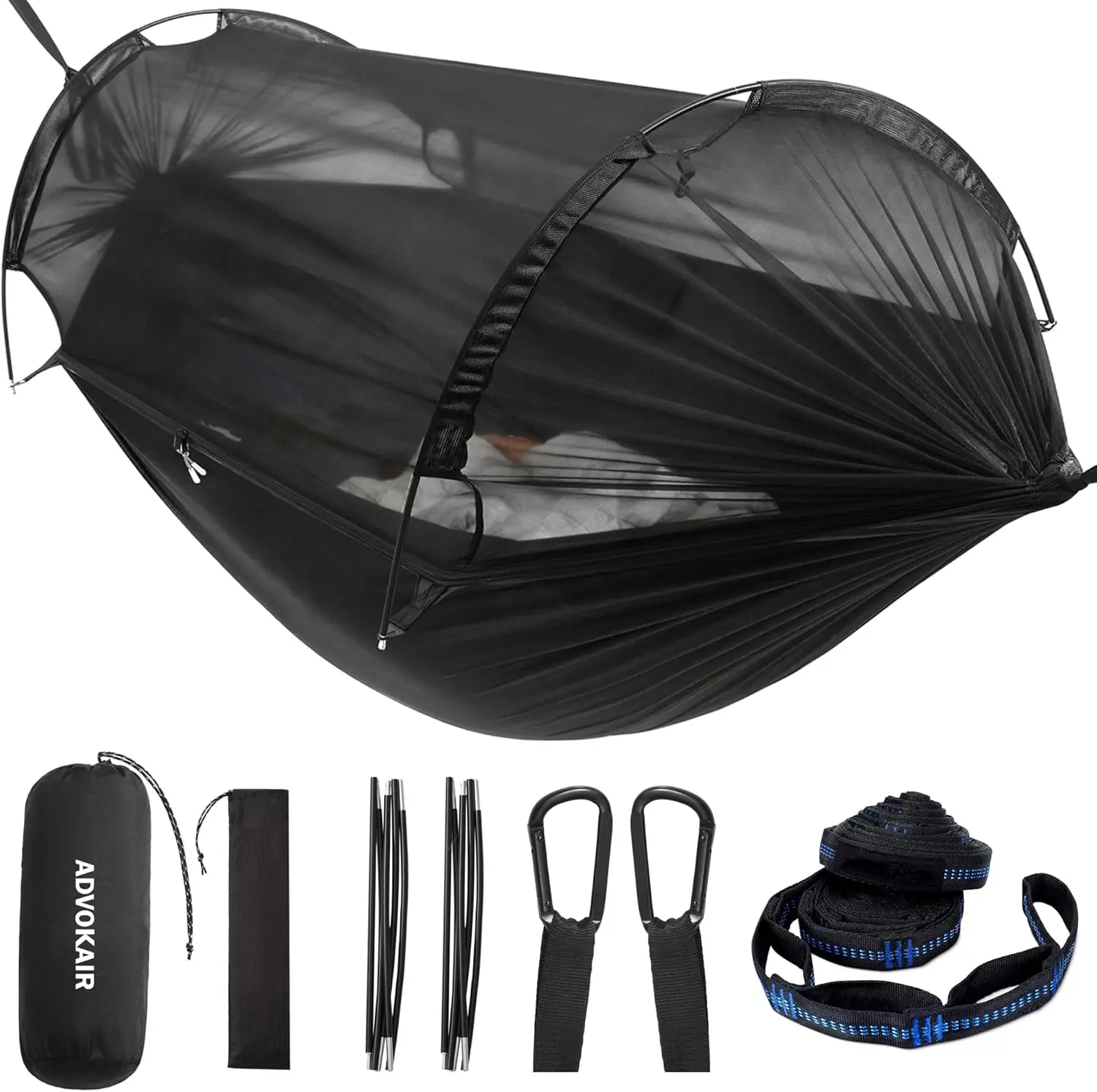 

Camping Hammo With Mosquito Net Up To 500Lbs, Ultralight And Portable Nylon Travel Hanging Hammo With Tree Straps, Perfect For