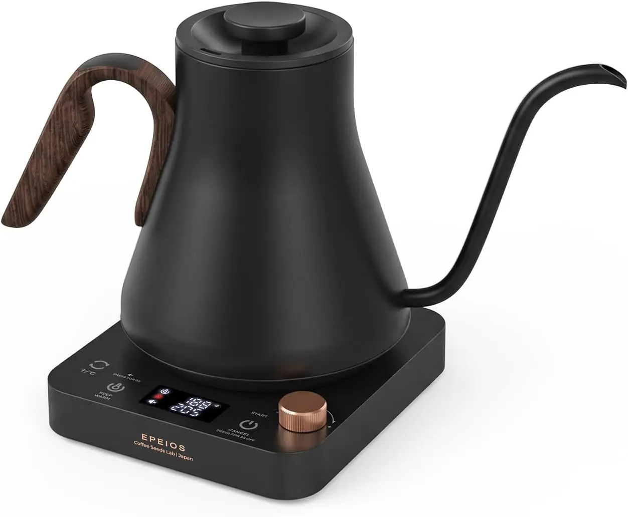 Gooseneck Electric Kettle With Temp Control,1200W,0.9L,Matte Black | Rapid Heating, Precision Pour-Over for Coffee & Tea,Smart