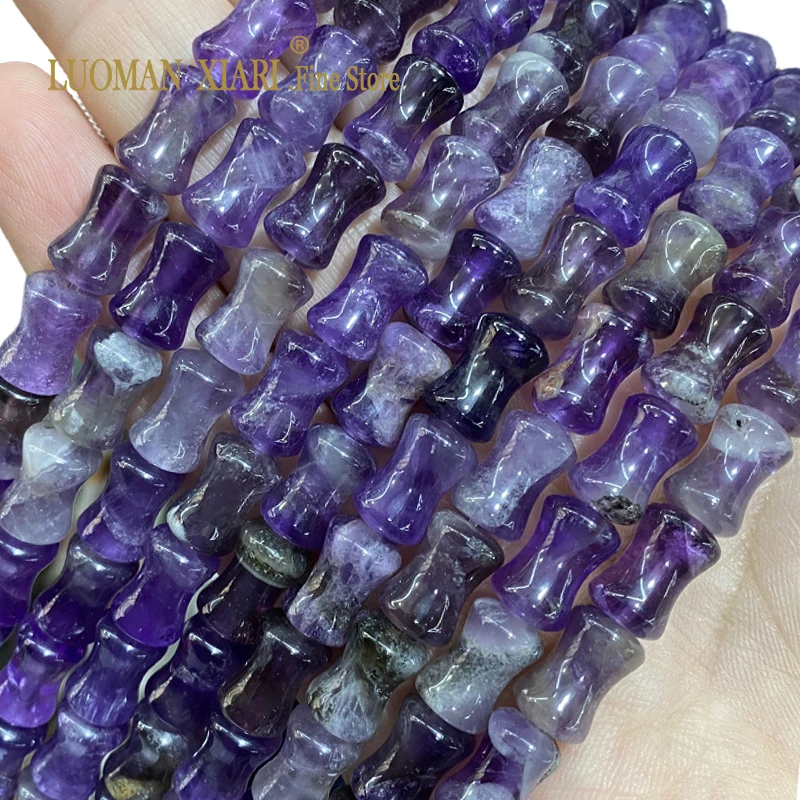 8x12MM Natural Stone Amethyst Bamboo Shape Loose Spacer Beads for Jewelry Making Diy Earrings Bracelet  Charms Accessories