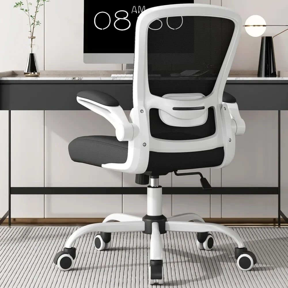 Chaise de Bureau Ergonomique avec Support Lombaire Réglable, Siège d'Ordinateur à Dossier Haut en Maille