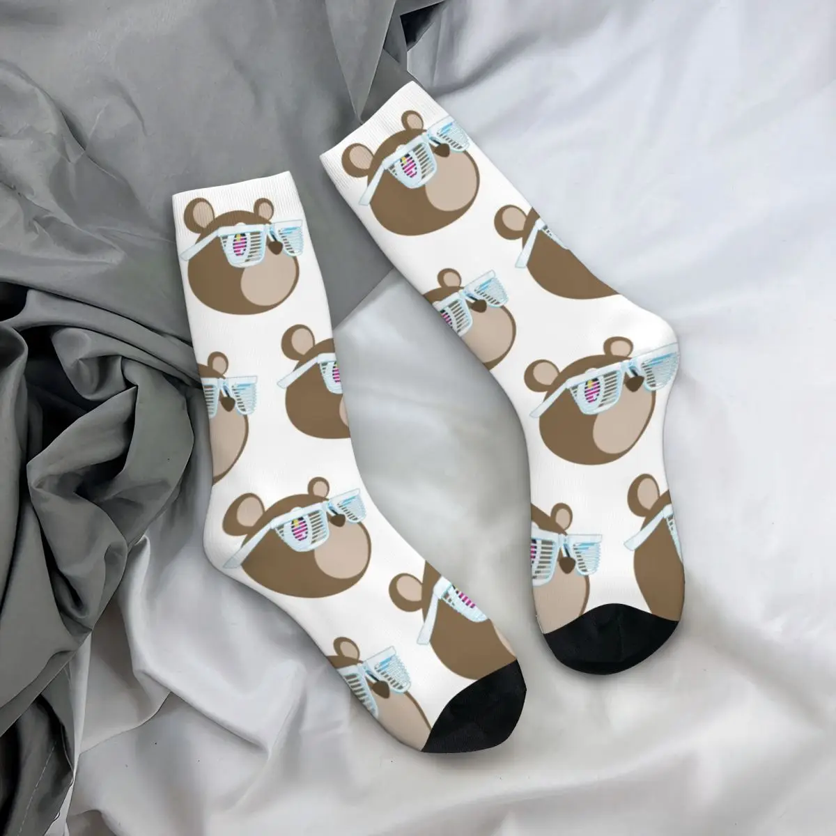 Uomo Kanye West Graduation Bear Socks Soft Funny Happy Funny Bear Socks Harajuku Product Middle TubeSocks miglior regalo