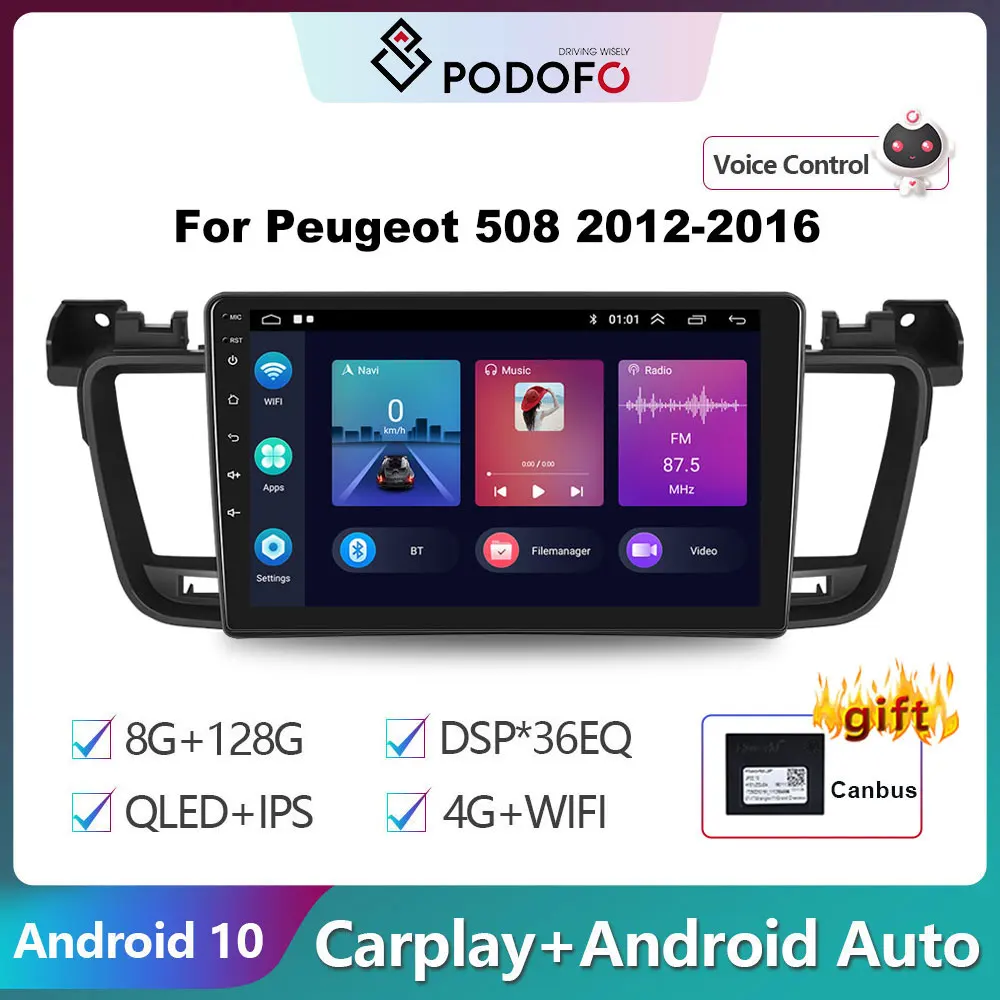 

Podofo 2 din Android 10 Car Radio Multimedia Video Player For Peugeot 508 2012-2016 Car Radio Car video players CarPlay Auto GPS