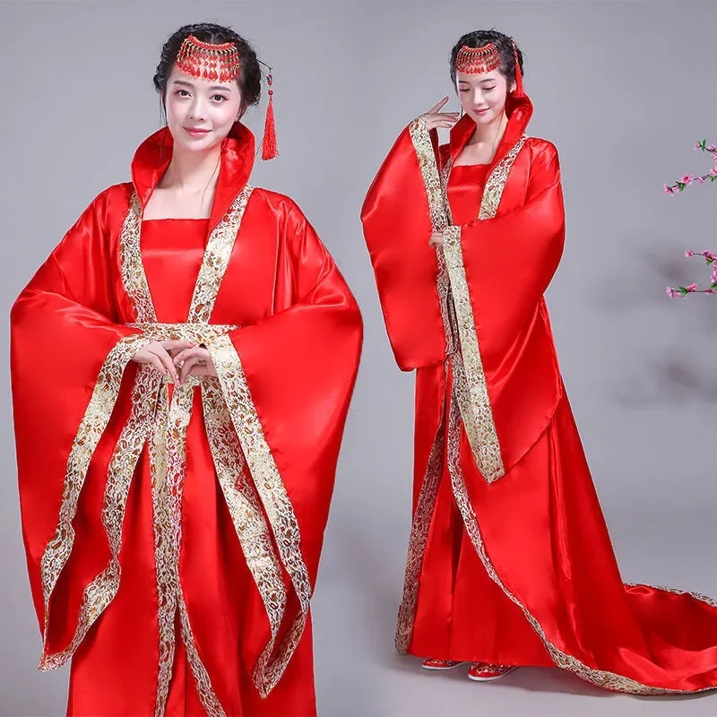 Chinese Hanfu Elegant Trailing Palace Retro Luxe Kleding Cosplay Koningin Stage Performance