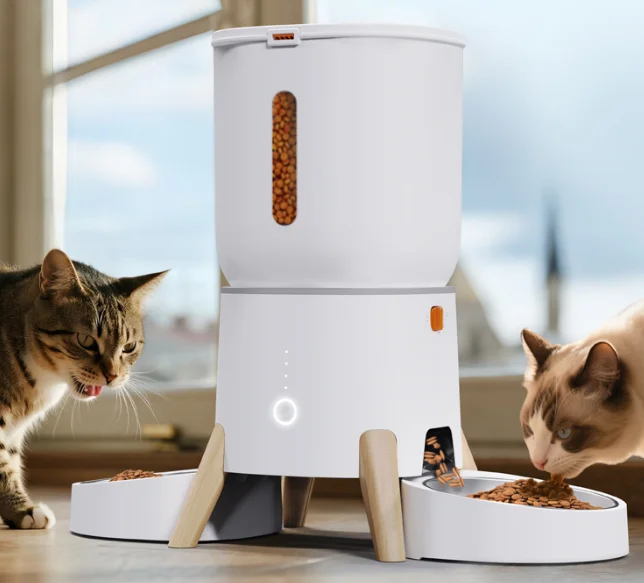 5L Pet Intelligent Feeder - APP Controls Remote Feeding Machine - Dual Bowl for Cats and Dogs, Automatic Function