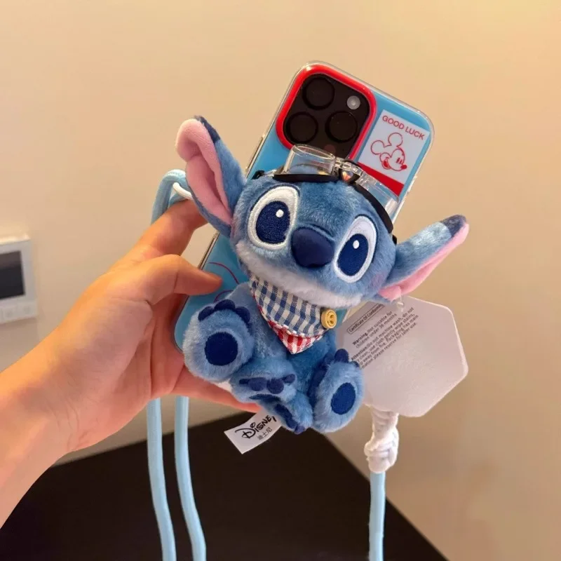 新しいかわいいディズニーステッチ携帯電話バッククリップかわいいクリエイティブ人形携帯電話ストラップ調節可能なクロスボディ女の子ホリデーギフト