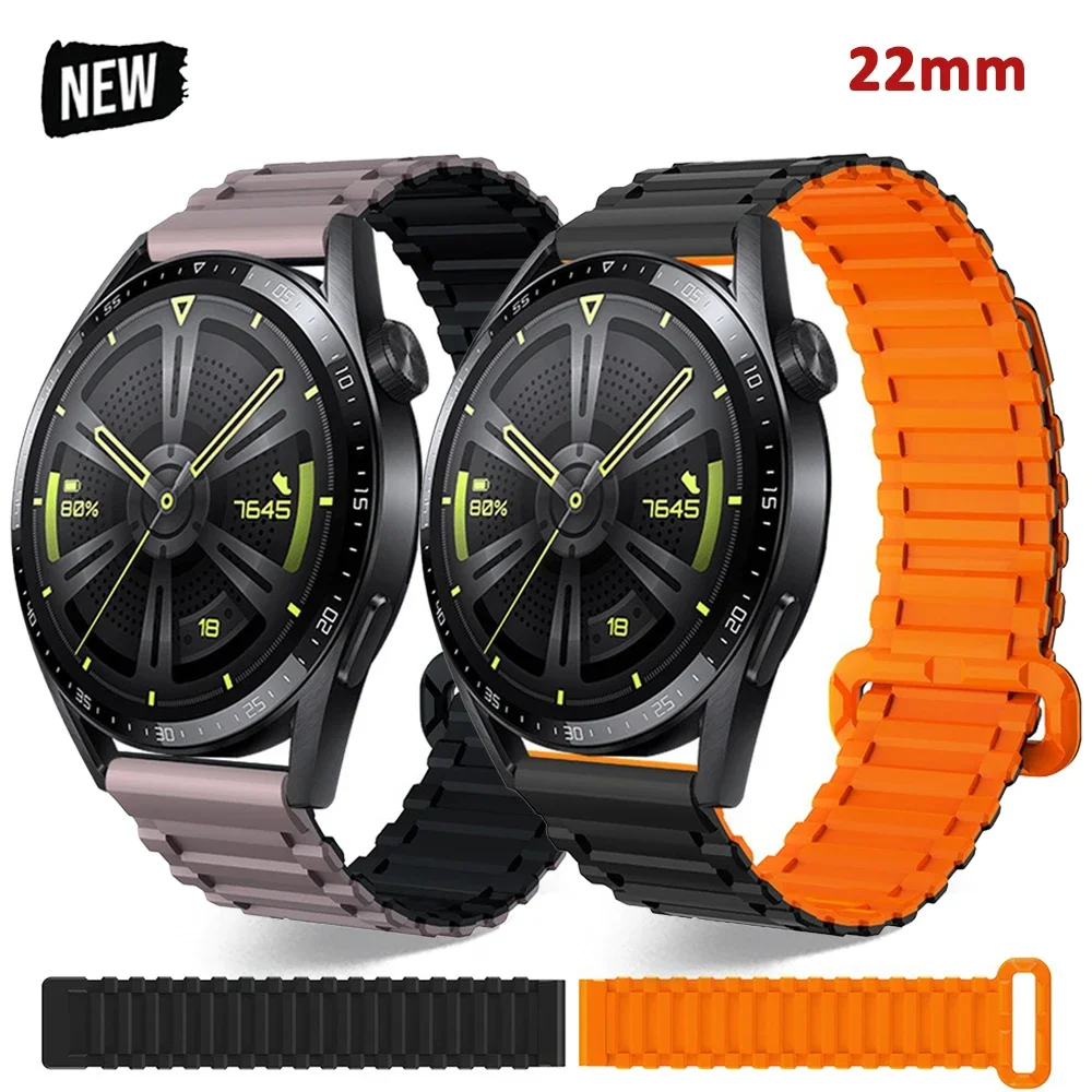 

22mm Magnetic Buckle Strap for Huawei Watch GT4 GT3Pro 46mm Silicone Sport Bracelet for Huawei Watch 4/4Pro Ultimate Unisex Band