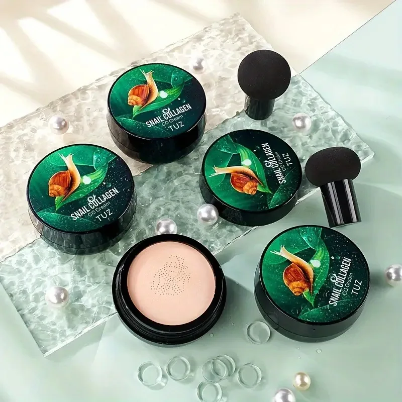 Snail Collagen CC Cream Mushroom Head Air Cushion BB Foundation Moisturizing Waterproof Concealer Oil-control Face Makeup