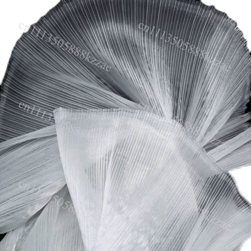 Solid color Bright Pleated Organza Fabric Sew Wedding Dress And Fashion Pleated Mesh Fabrics DIY Shape Stiff Designer Fabrics