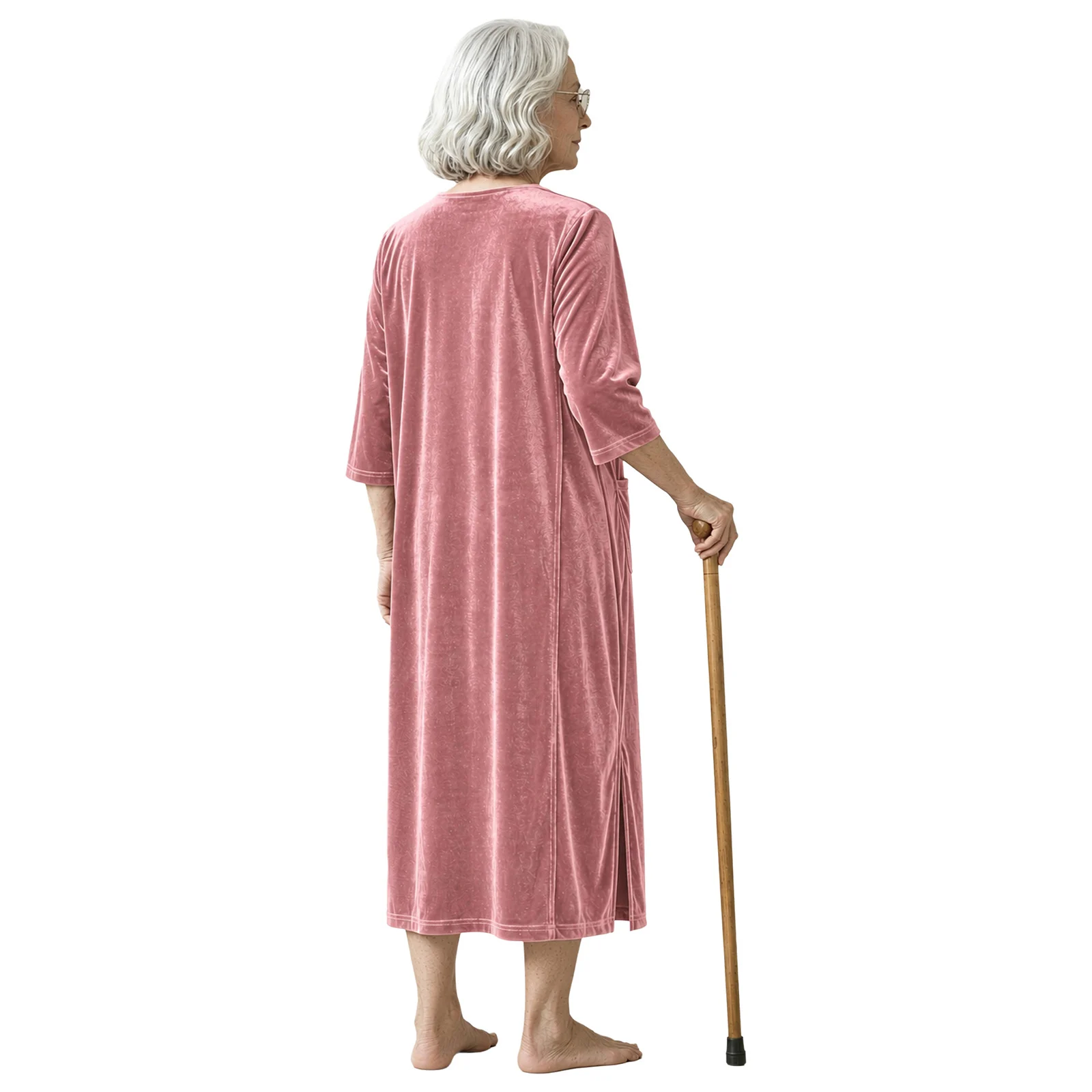 Women Elderly Alzheimer Adaptive Anti-strip Velvet Dress ASD Dementia Patient Special Needs Nursing Clothing Sleepwear Homewear