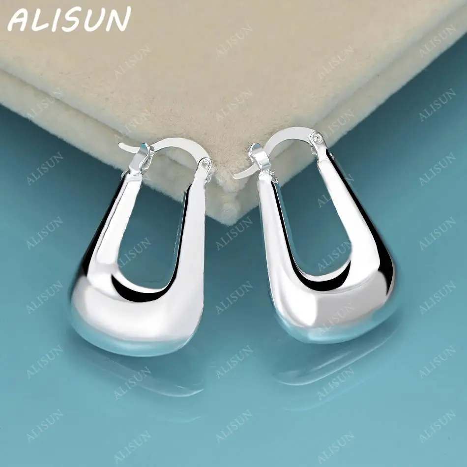 

ALISUN 925 Sterling Silver Hoop Earrings Fashion Jewelry Vintage Grace Charm Noble Party Birthday Gifts