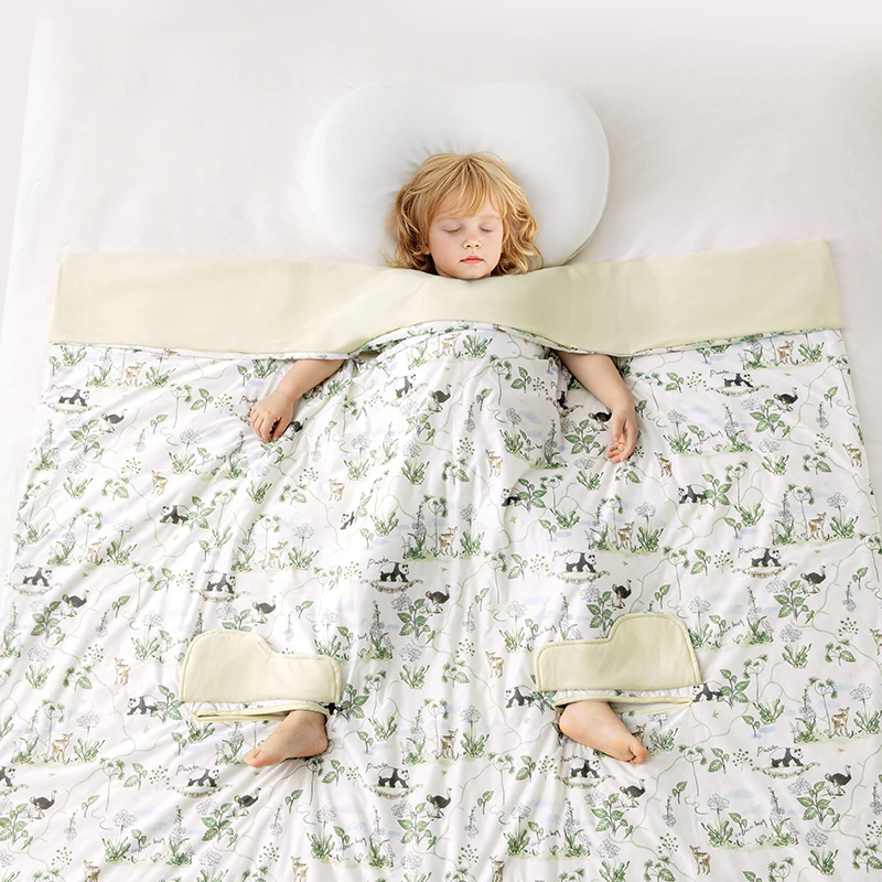 

Детское охлаждающее летнее одеяло OUYUN, спальный мешок с кондиционером, носимое одеяло с защитой от ударов, шелковый наполнитель, 120x100/150x150/20