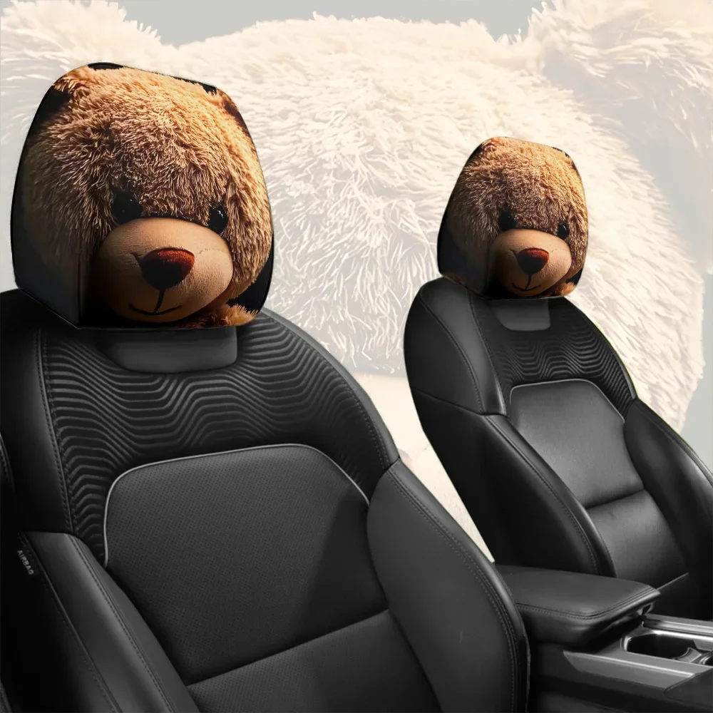 Two breathable car headrest covers with teddy bear patterns are perfect gifts for your girlfriend as car interior accessories