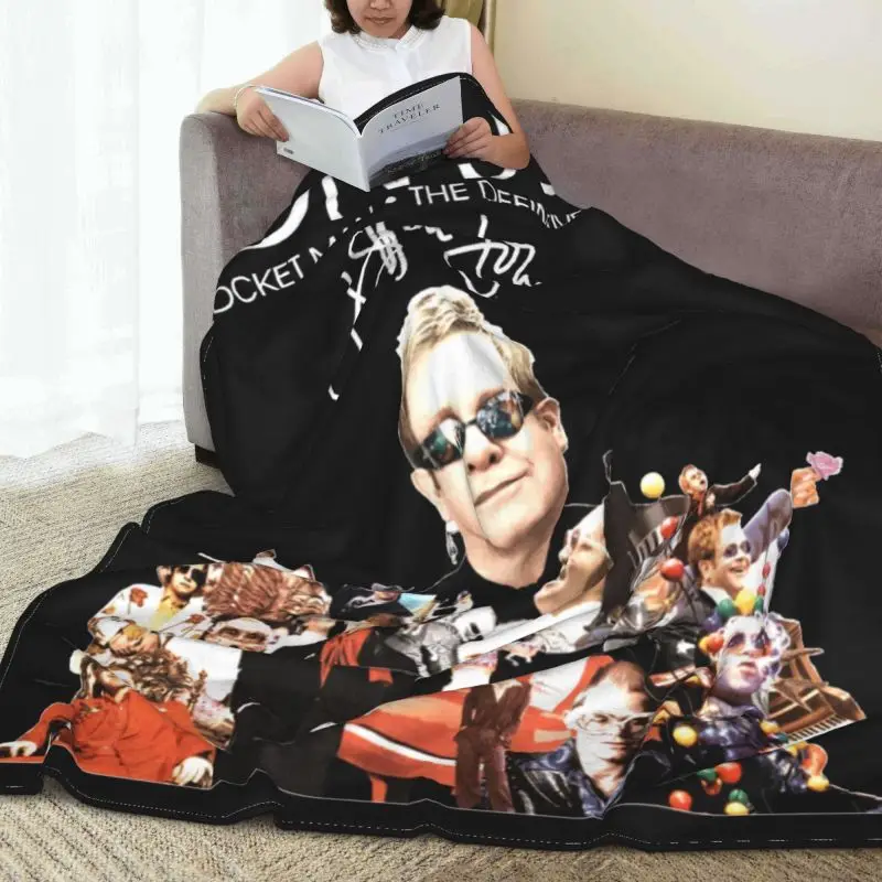 Elton John Rocket Man The Definitive Hits Blanket Shaggy Bedroom Lightweight Couch Blanket Family Expenses