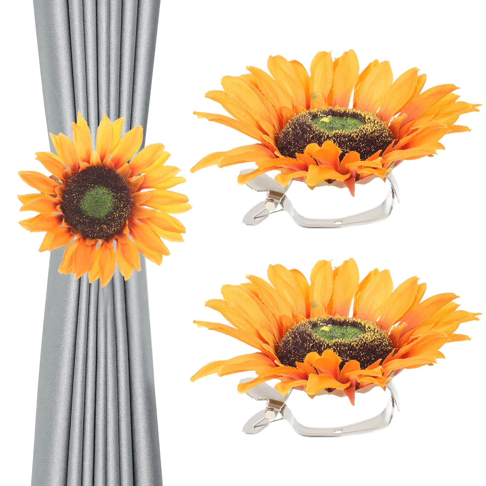 

2 Pcs Sunflower Curtain Clip Drapery Tiebacks Clips Clamp Holdback Holdbacks Ties