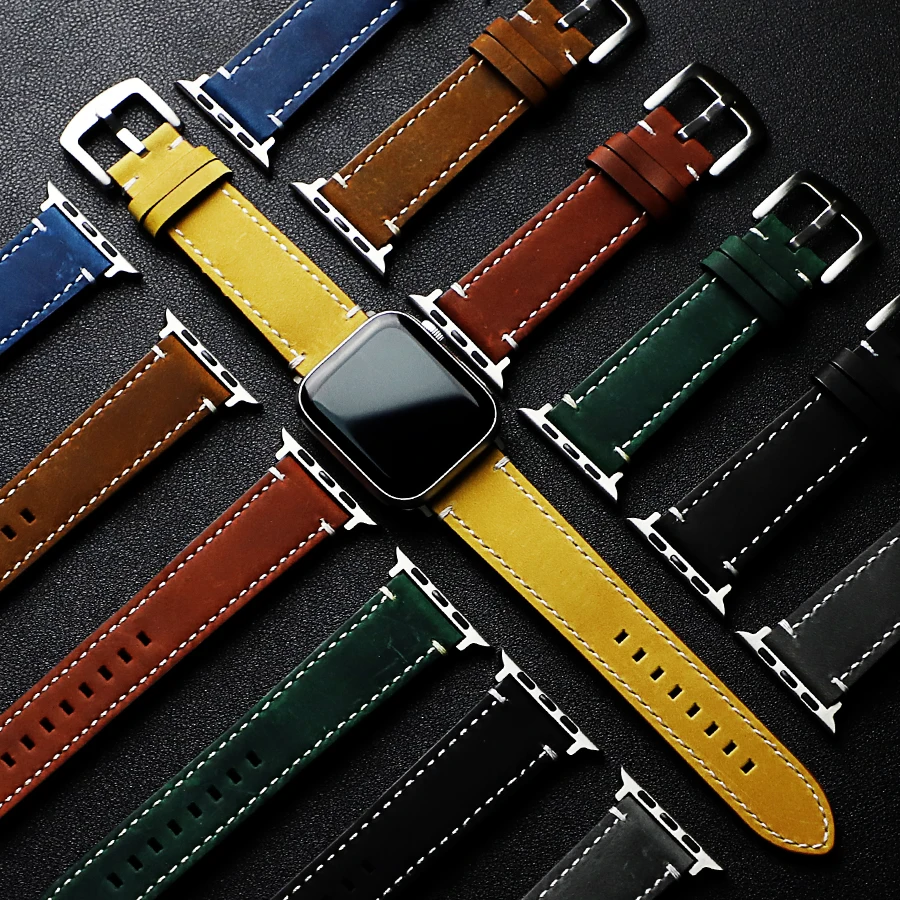 

Genuine Leather Watch Strap For Apple Watch Band 38mm 40mm 41mm 42mm Apple 44mm 45mm Bracelet iWatch 7 WatchBand 3 5 SE 6 Strap