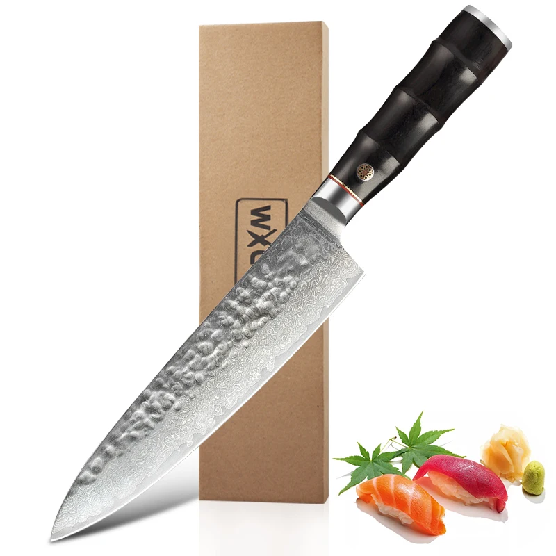 

Real Damascus Steel VG10 Kitchen Chef Knife Professional Japanese Knife Meat Fish Fruit Vegetables Sliced Butcher Cleaver Knife