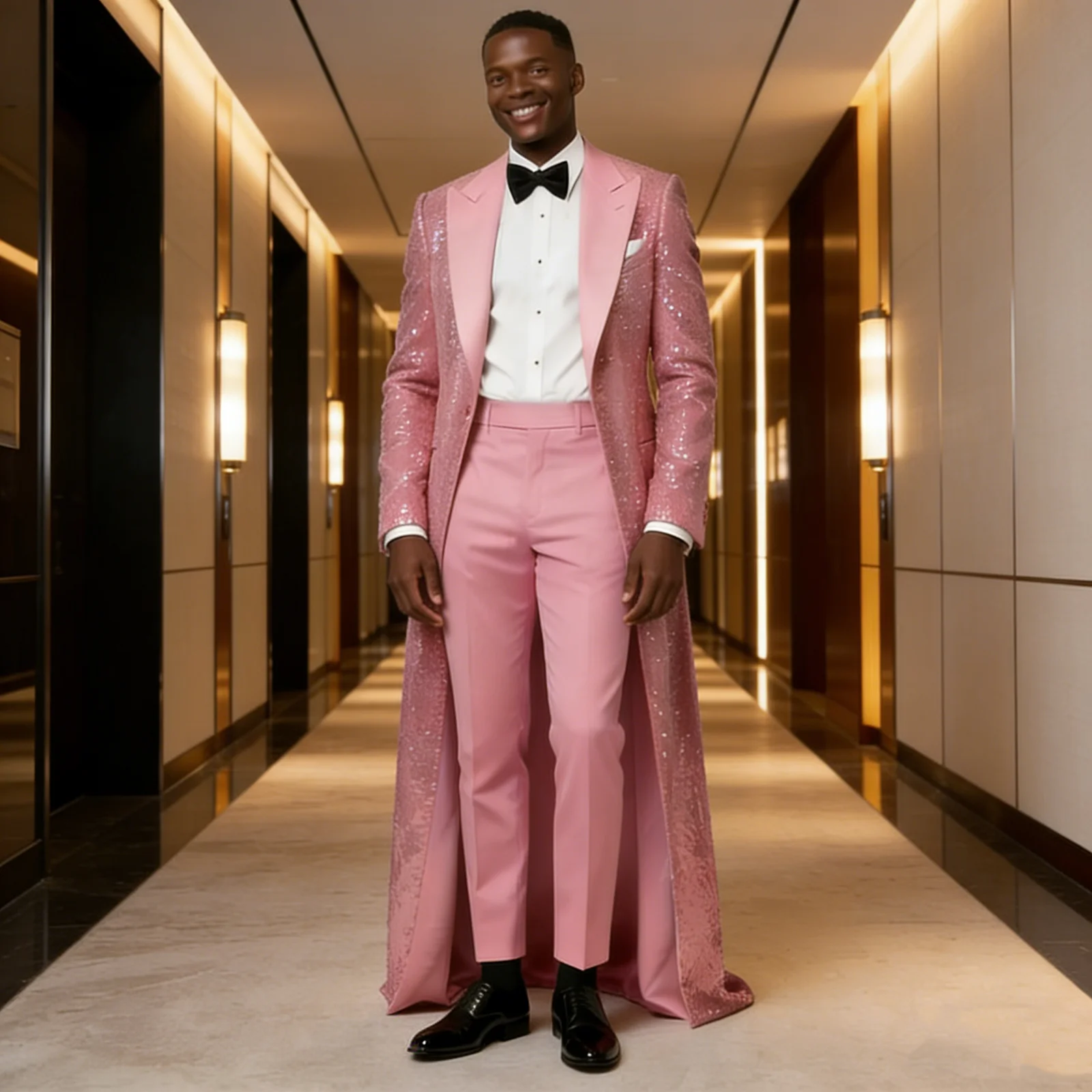 Costumes de smoking longs à paillettes pour hommes, 2 pièces, grande taille, costumes de marié de mariage, revers, personnalisé, Costume de fête d'anniversaire pour bal de promo