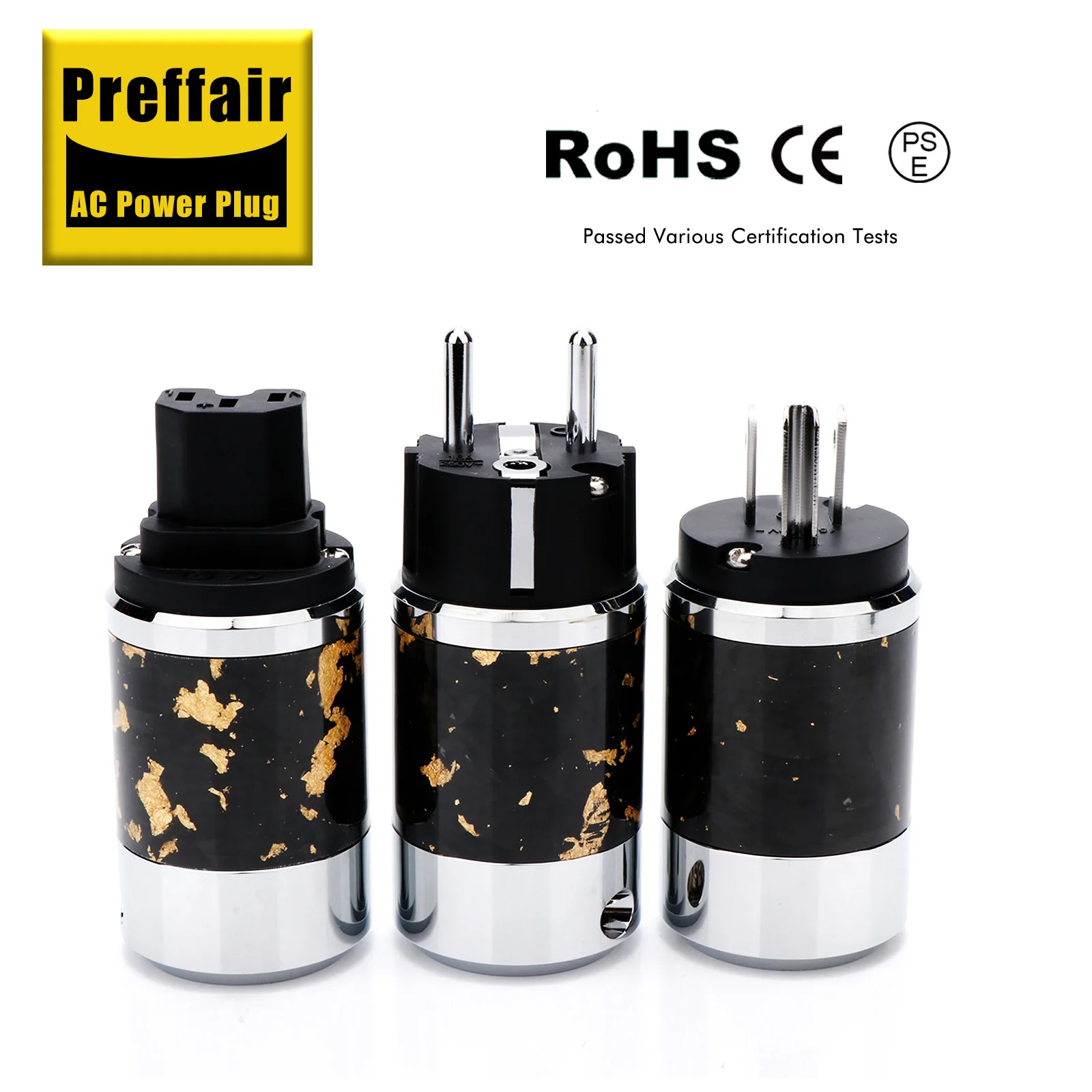 Preffair High End Audio Power Connector Rhodium Plated EU/US Plug For Amplifier Turntable