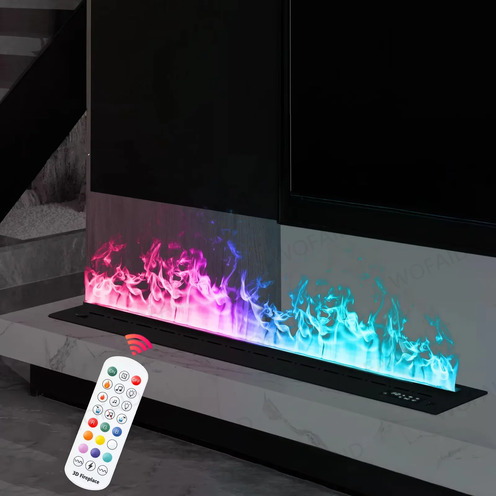 

Embedded Electric Vapor Fireplace with WOOD Cracking Sound 5-year Warranty Smart APP Remote Control Humidifier Multi-color Flame